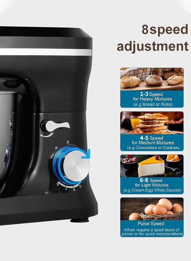 sokany Stand Mixer, Electric Mixer,5.0L/1200W/8 Speed Tilt-Head Kitchen Mixer, Electric Food Mixer with Dough Hook, Wire Whip, Beater, SK-271,Black - Image 5